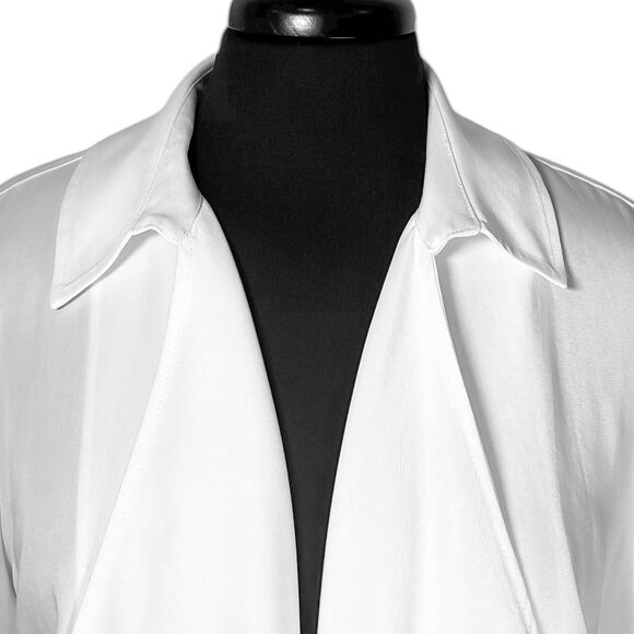 Soft Surroundings Women’s Jacket M White Open Front Cropped Relaxed Lagenlook - Picture 4 of 10